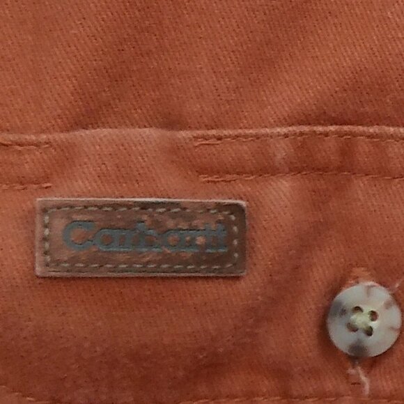 Vintage Carhartt Button Down Shirt Men's 2XL Rust Brown Long Sleeve Heavyweight - Picture 4 of 9